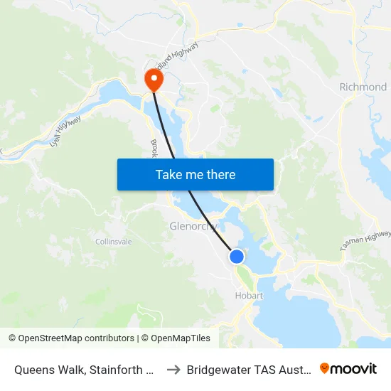 Queens Walk, Stainforth Court to Bridgewater TAS Australia map