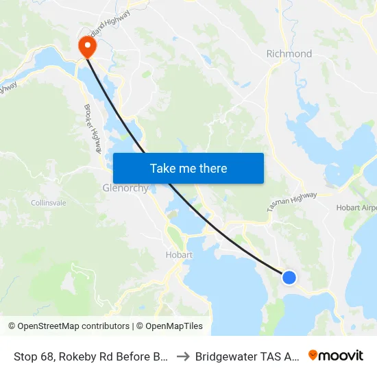 Stop 68, Rokeby Rd Before Burtonia St to Bridgewater TAS Australia map