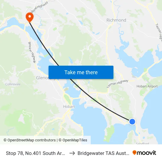 Stop 78, No.401 South Arm Rd to Bridgewater TAS Australia map
