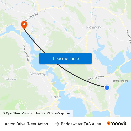 Acton Drive (Near Acton Rd) to Bridgewater TAS Australia map