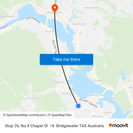 Stop 26, No.4 Chapel St to Bridgewater TAS Australia map