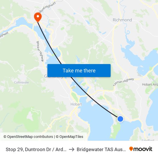 Stop 29, Duntroon Dr / Arden Dr to Bridgewater TAS Australia map