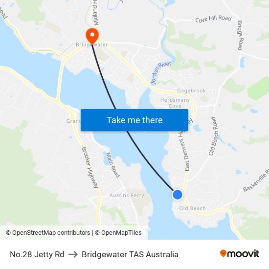 No.28 Jetty Rd to Bridgewater TAS Australia map