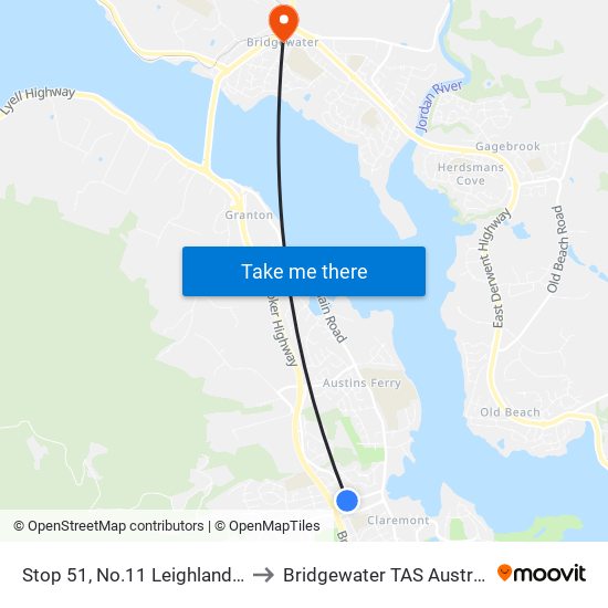 Stop 51, No.11 Leighland Rd to Bridgewater TAS Australia map