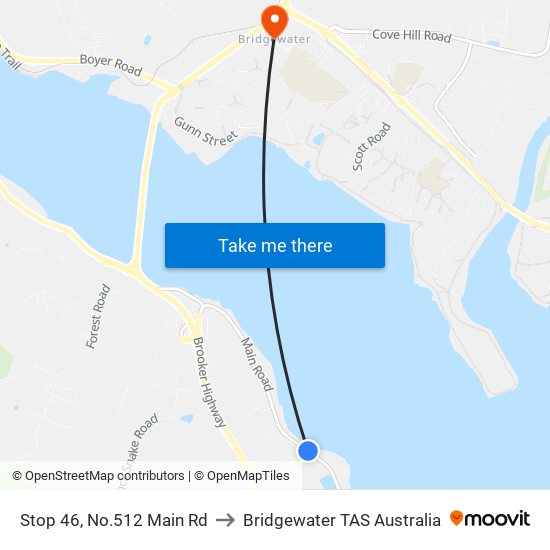 Stop 46, No.512 Main Rd to Bridgewater TAS Australia map