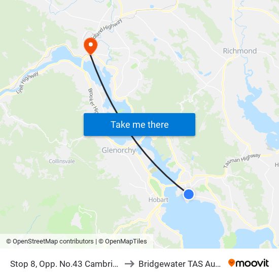 Stop 8, Opp. No.43 Cambridge Rd to Bridgewater TAS Australia map