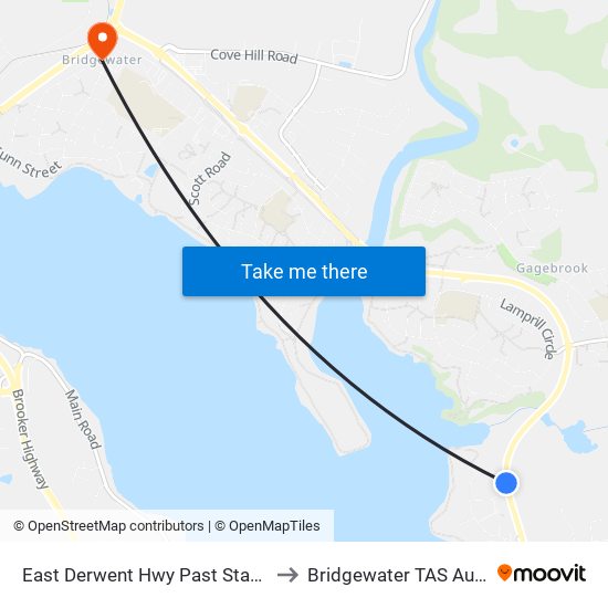 East Derwent Hwy Past Stanfield Dr to Bridgewater TAS Australia map