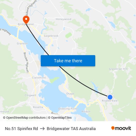 No.51 Spinifex Rd to Bridgewater TAS Australia map