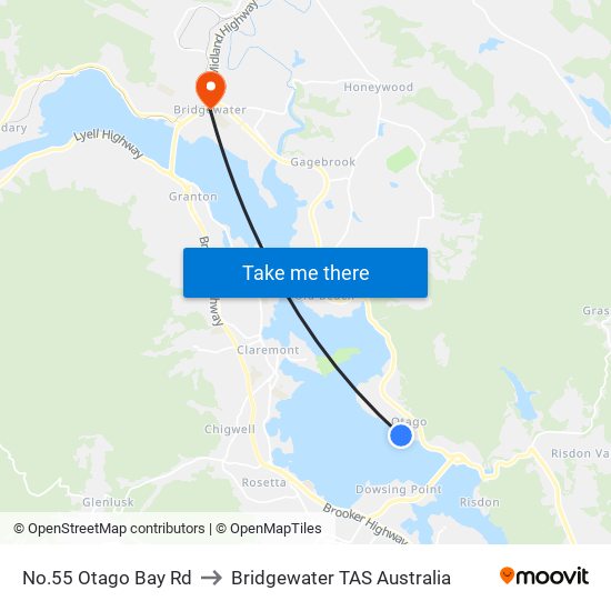 No.55 Otago Bay Rd to Bridgewater TAS Australia map