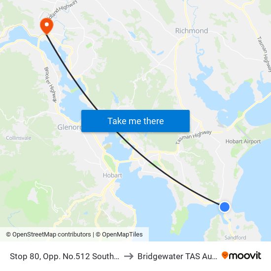 Stop 80, Opp. No.512 South Arm Rd to Bridgewater TAS Australia map