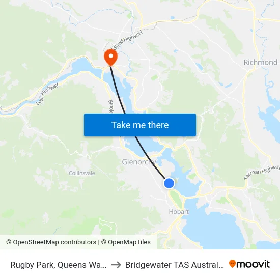 Rugby Park, Queens Walk to Bridgewater TAS Australia map