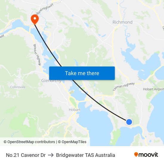 No.21 Cavenor Dr to Bridgewater TAS Australia map