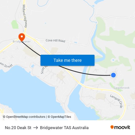 No.20 Deak St to Bridgewater TAS Australia map