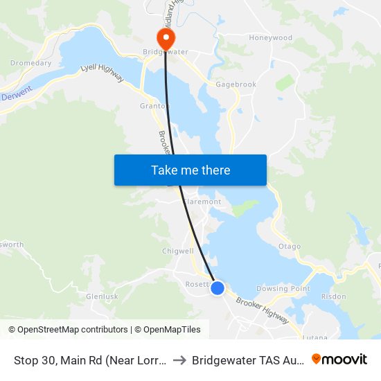 Stop 30, Main Rd (Near Lorraine Cr) to Bridgewater TAS Australia map