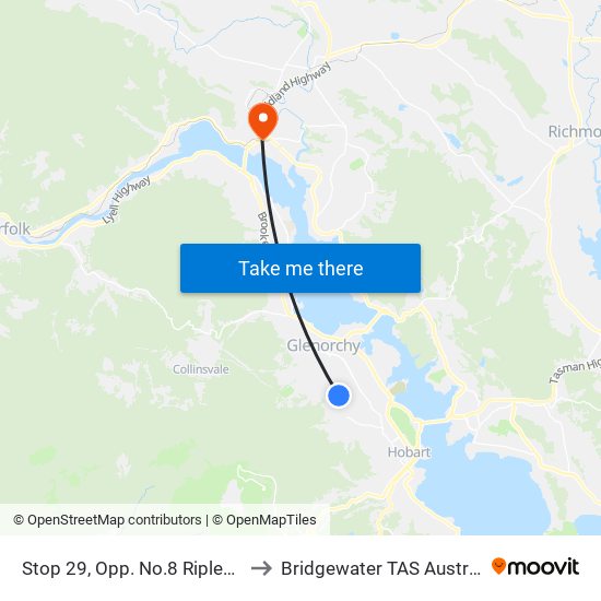 Stop 29, Opp. No.8 Ripley Rd to Bridgewater TAS Australia map