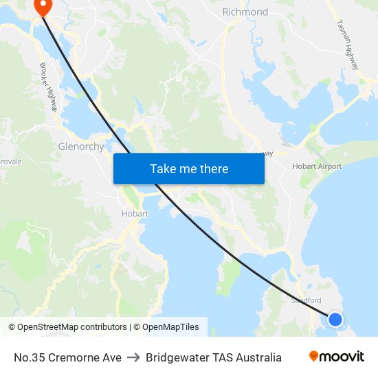 No.35 Cremorne Ave to Bridgewater TAS Australia map