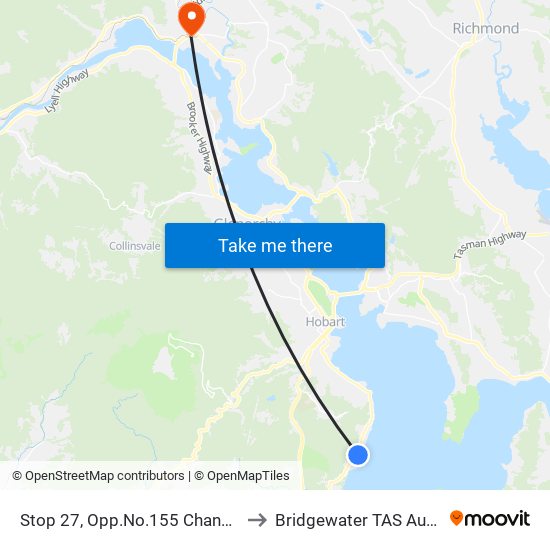 Stop 27, Opp.No.155 Channel Hwy to Bridgewater TAS Australia map