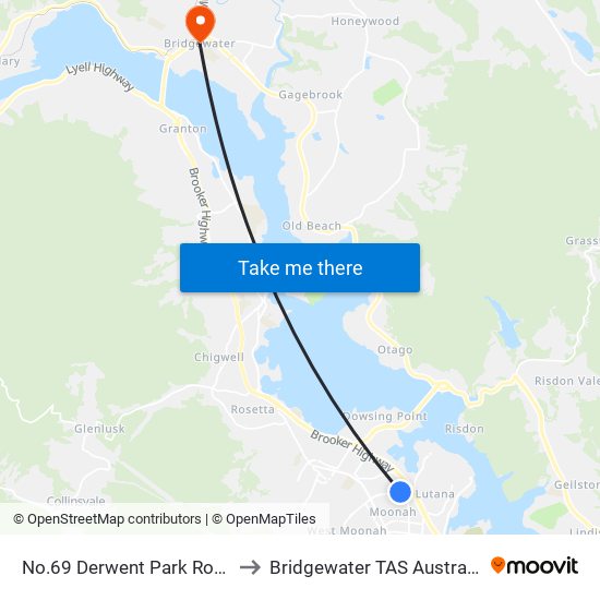 No.69 Derwent Park Road to Bridgewater TAS Australia map