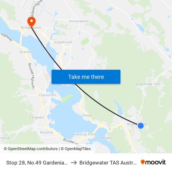 Stop 28, No.49 Gardenia Rd to Bridgewater TAS Australia map