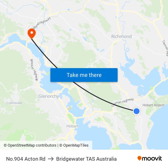 No.904 Acton Rd to Bridgewater TAS Australia map