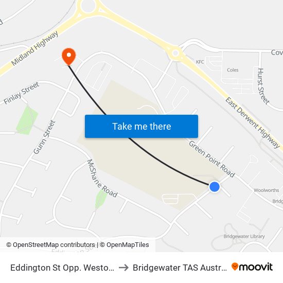 Eddington St Opp. Weston Pl to Bridgewater TAS Australia map