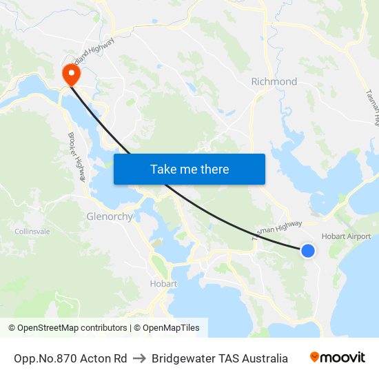 Opp.No.870 Acton Rd to Bridgewater TAS Australia map