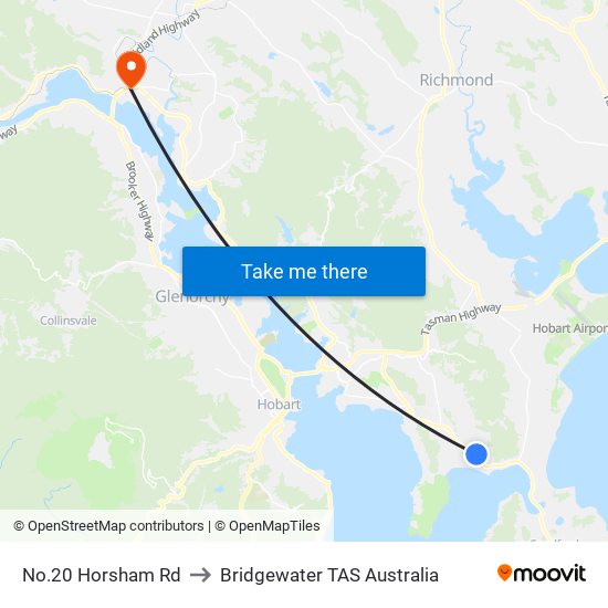 No.20 Horsham Rd to Bridgewater TAS Australia map