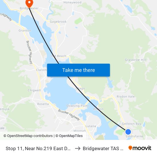 Stop 11, Near No.219 East Derwent Hwy to Bridgewater TAS Australia map