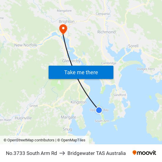 No.3733 South Arm Rd to Bridgewater TAS Australia map