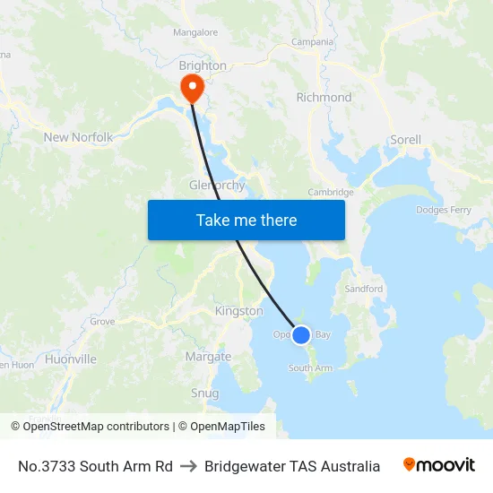 No.3733 South Arm Rd to Bridgewater TAS Australia map