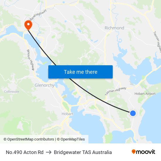 No.490 Acton Rd to Bridgewater TAS Australia map