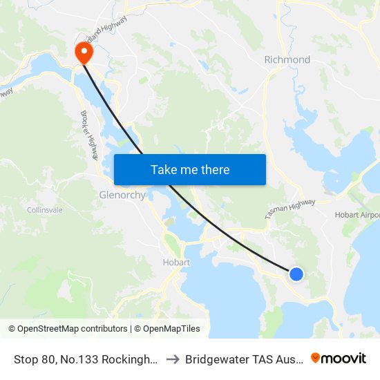 Stop 80, No.133 Rockingham Dr to Bridgewater TAS Australia map