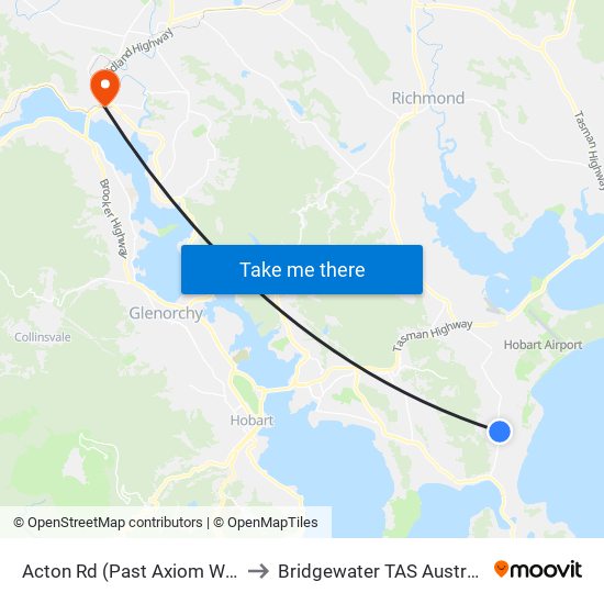 Acton Rd (Past Axiom Way) to Bridgewater TAS Australia map