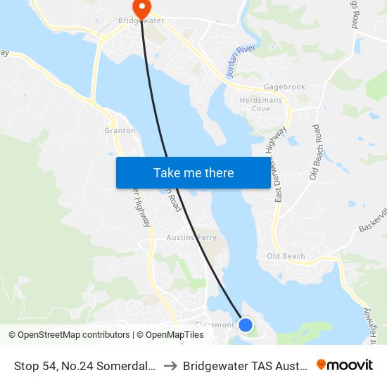 Stop 54, No.24 Somerdale Rd to Bridgewater TAS Australia map