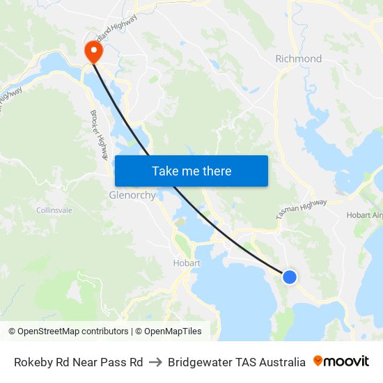 Rokeby Rd Near Pass Rd to Bridgewater TAS Australia map