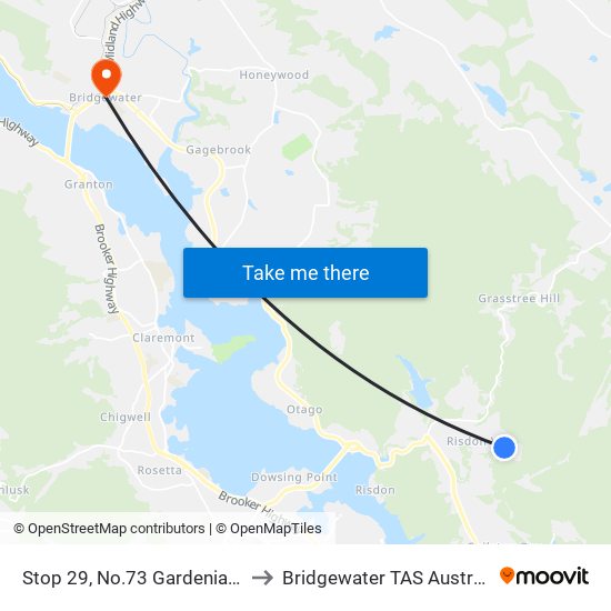 Stop 29, No.73 Gardenia Rd to Bridgewater TAS Australia map