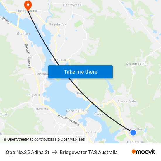 Opp.No.25 Adina St to Bridgewater TAS Australia map