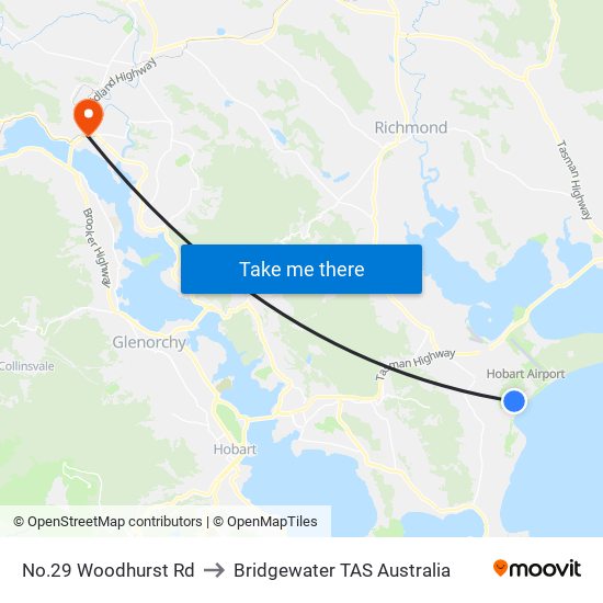 No.29 Woodhurst Rd to Bridgewater TAS Australia map