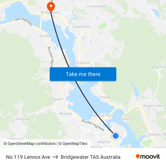 No.119 Lennox Ave to Bridgewater TAS Australia map