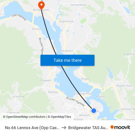 No.66 Lennox Ave (Opp Cashion Ct) to Bridgewater TAS Australia map