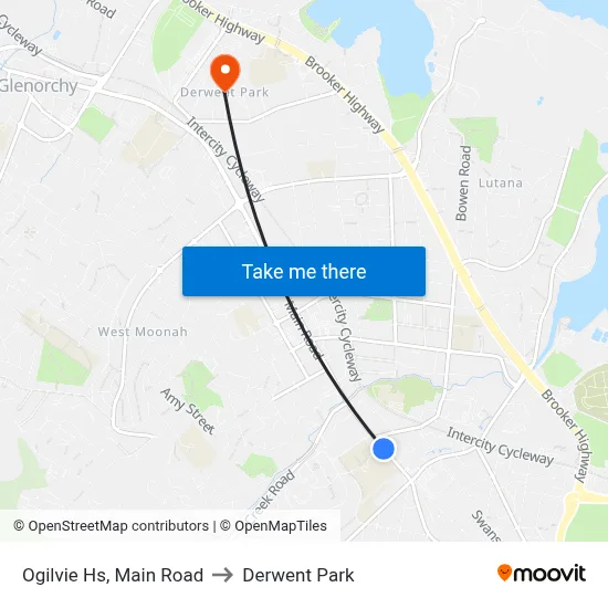 Ogilvie Hs, Main Road to Derwent Park map