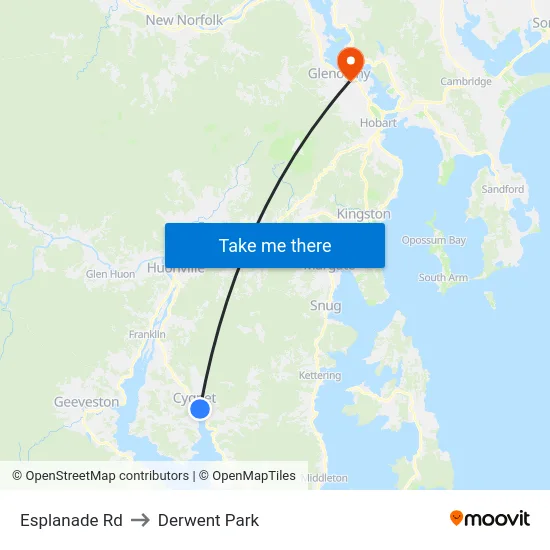 Esplanade Rd to Derwent Park map