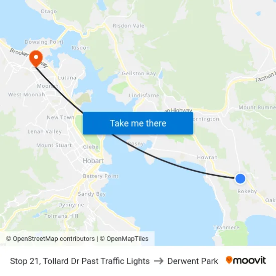 Stop 21, Tollard Dr Past Traffic Lights to Derwent Park map