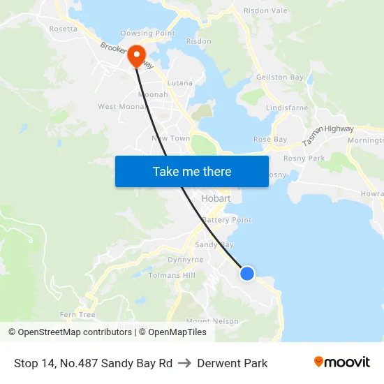 Stop 14, No.487 Sandy Bay Rd to Derwent Park map