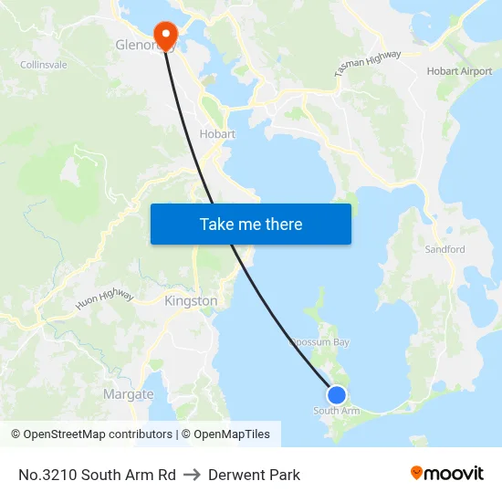 No.3210 South Arm Rd to Derwent Park map