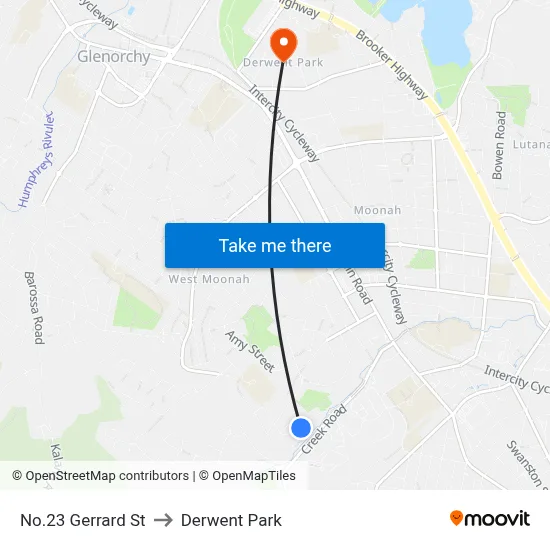 No.23 Gerrard St to Derwent Park map