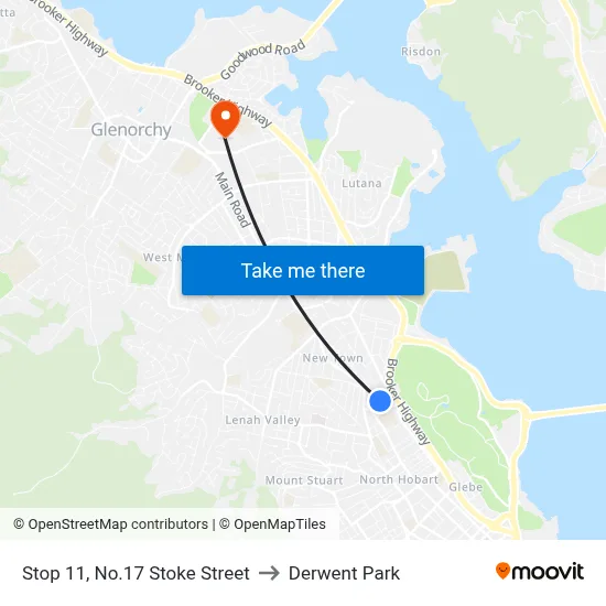 Stop 11, No.17 Stoke Street to Derwent Park map