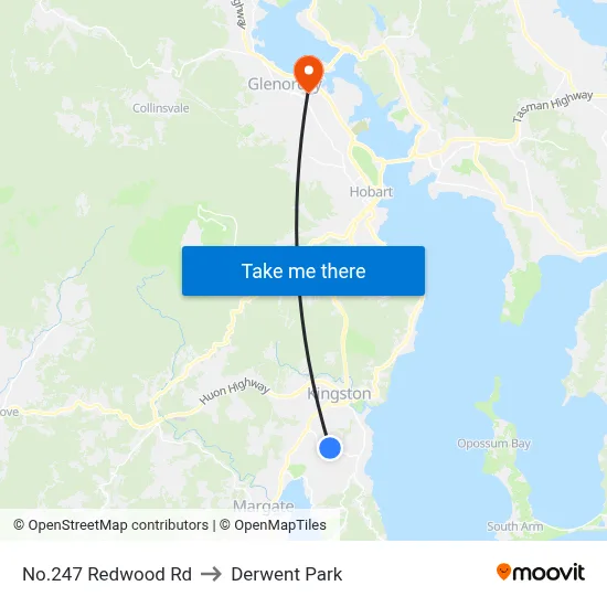 No.247 Redwood Rd to Derwent Park map