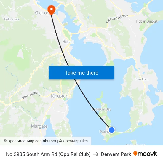 No.2985 South Arm Rd (Opp.Rsl Club) to Derwent Park map