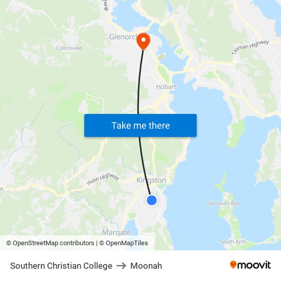 Southern Christian College to Moonah map